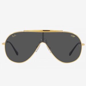 RAY-BAN WINGS RB3597 Aviator Shield Sunglasses Dark Grey/Gold (NEW) $250 MSRP